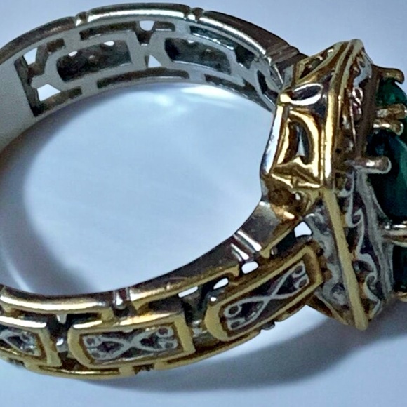 MICHAEL VALITUTTI Gems En Vogue Emerald Cluster Vermeil Woman’s Ring Jewelry - Picture 9 of 10